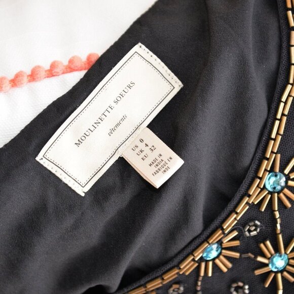 Anthropologie MOULINETTE SOEURS Beaded Lydia Swing Dress Embellished Sz 0 - Picture 4 of 7